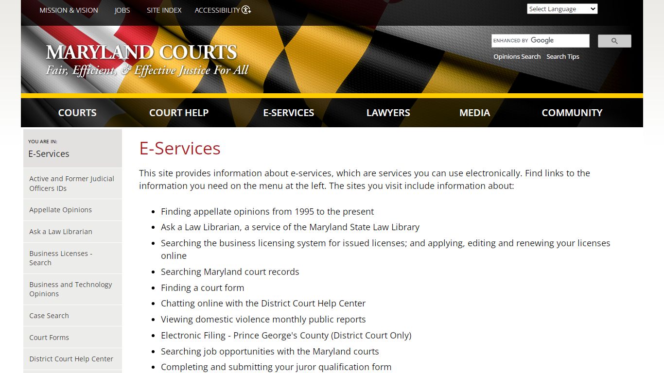 E-Services | Maryland Courts